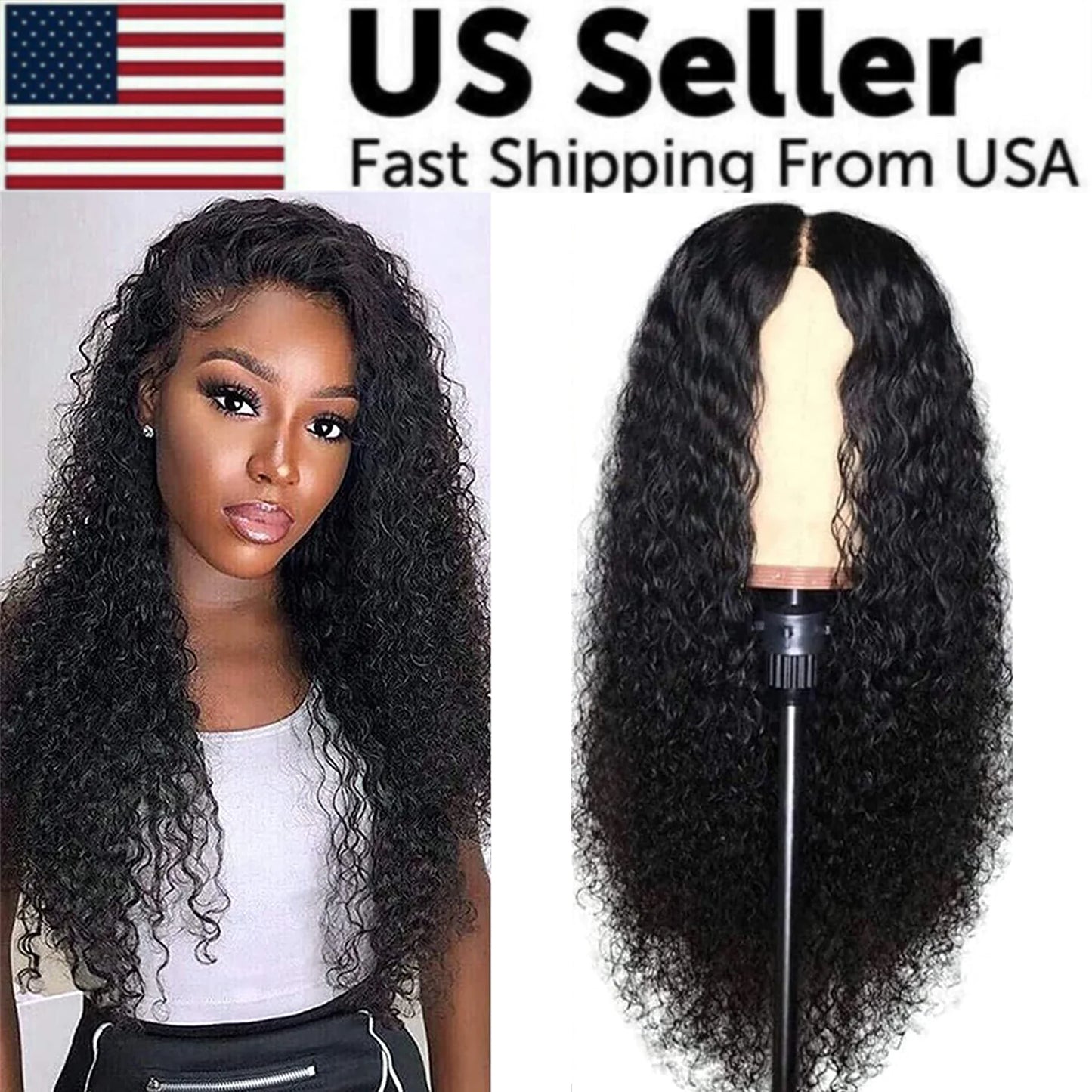 AA Hair Front Wig Womens Brazilian Human Long Curly Lace Wavy Hair Wigs US 2023