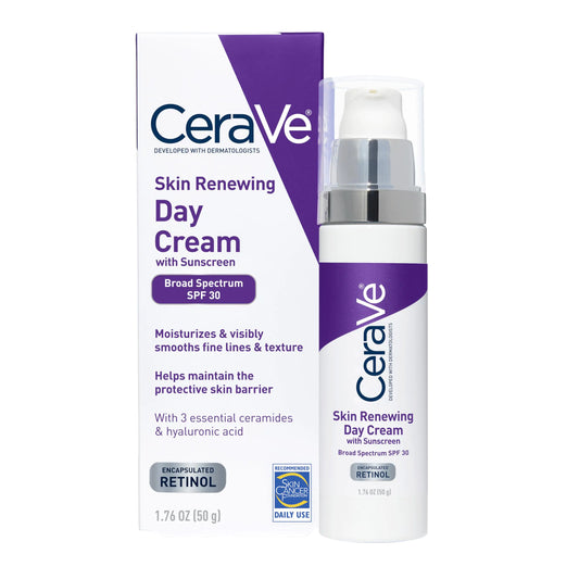 CeraVe Anti-Aging Face Cream SPF 30 | Anti-Wrinkle Retinol Cream with Hyaluronic Acid and Ceramides | 1.76 oz